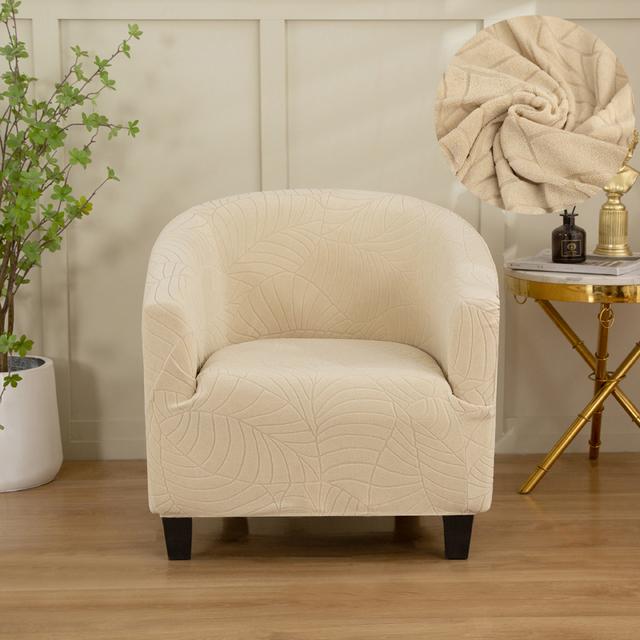 Club Chair Slipcover Stretch Barrel Chair Cover Sets Jacquard-Patterned Tub Chair Slipcover Sets Soft Spandex Armchair Couch Cover Removable
