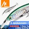 MEREDITH X-NANAHAN+1 Momeală de pescuit 75mm 7g JerkMinnow Wobbler cu scufundare lentă Știucă Momeală artificială pentru crap Articole de pescuit MaxDepth 2.4M