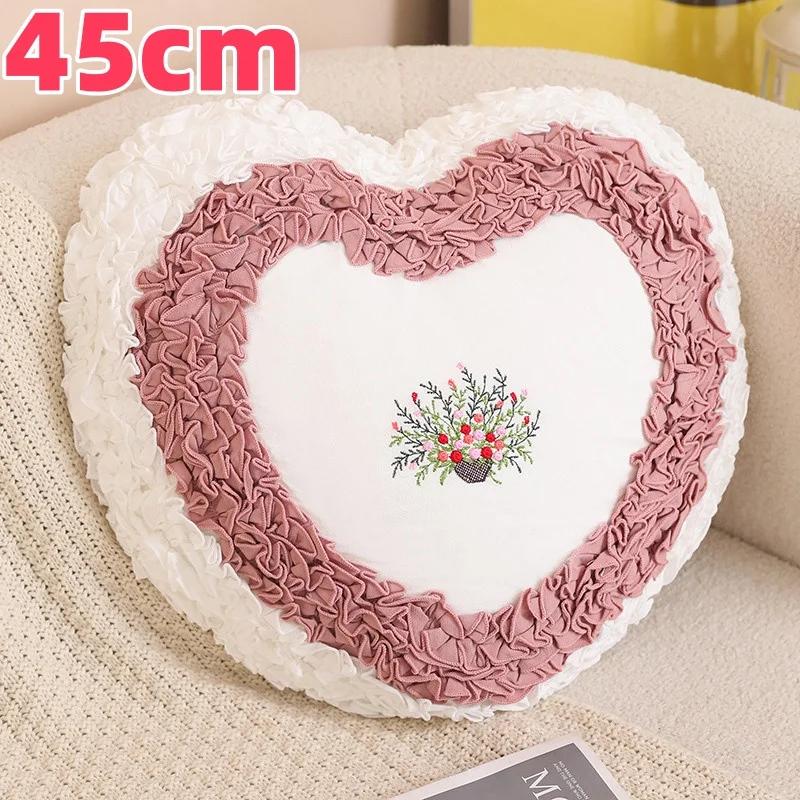 

Новая квадратная наволочка с изображением сердца любви, нежно-розовая и зеленая, наволочка для диванной подушки, украшение для гостиной 45/50 см