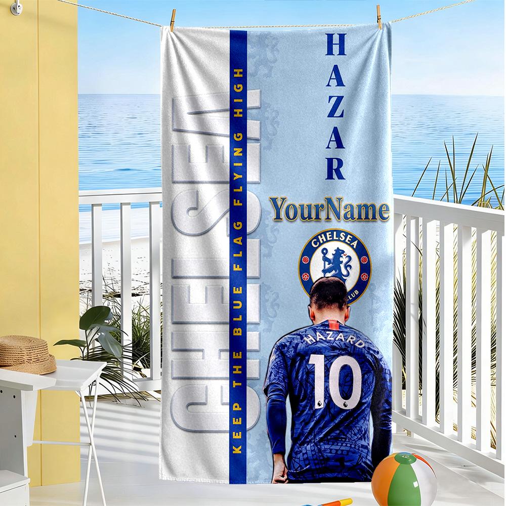 Chelsea Fc Personalized Name Beach Towel High Absorbency Quickdry Suitable For Sports Travel Swimming Yoga Bathroom Beach And Pool