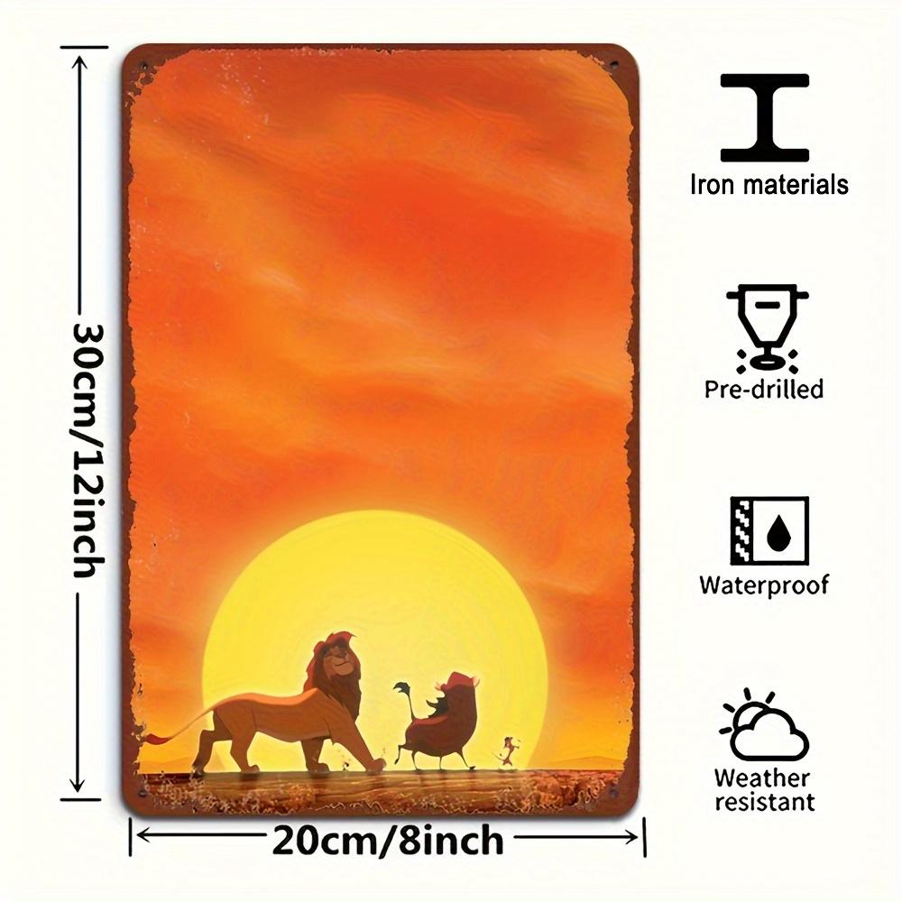 1pc Disney Metal Tin Wall Art, Simba & Nala & Kion Themed Exquisite Iron Sheet Painting, Decorative Official Gift Wall Decoratio