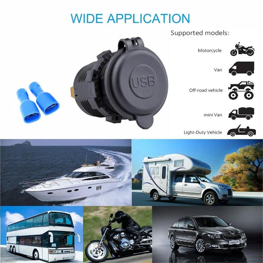 3.0&2.4A Waterproof Dual USB Port Charger Socket Outlet 12V LED for Car Vehicle
