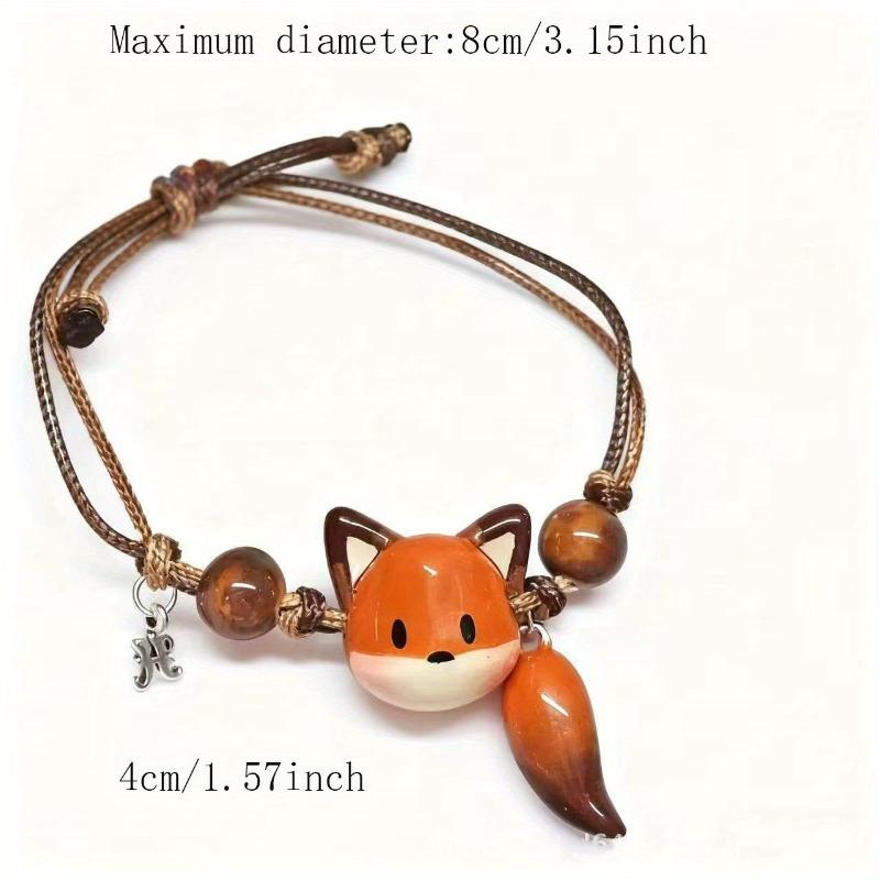 1pc Couple Fox‑Shaped Woven Jewelry Set, Necklace & Bracelet, Ideal Gift for Birthday & Anniversary