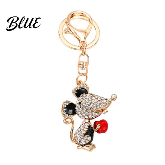 Enamel Rat Charm with Key Ring Cute Mouse Keychain Sparkling