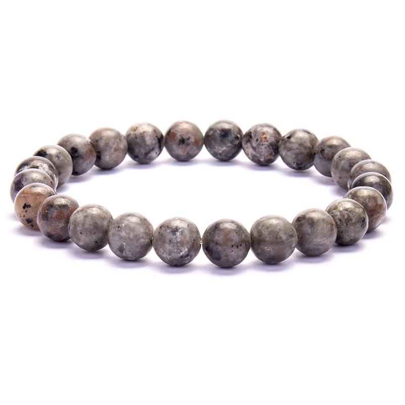 New European & American Style Cross Bracelet, 8MM Natural Stone Beaded Fashion Accessory