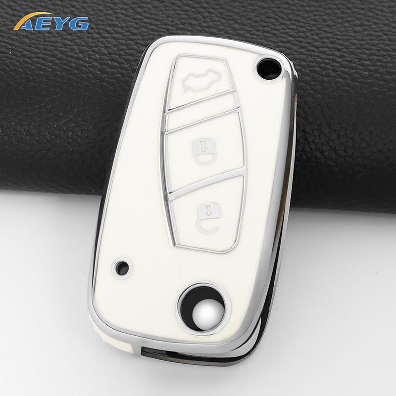 TPU Car Remote Key Case Cover For For Fiat 500 Panda Stilo Punto Doblo Grande Bravo 500 Ducato Minibus Key Chain Accessories