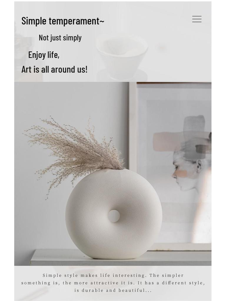 Yuhuan Wabi-Sabi Ceramic Art Vase - French Luxury Decor Ornaments with Flowers
