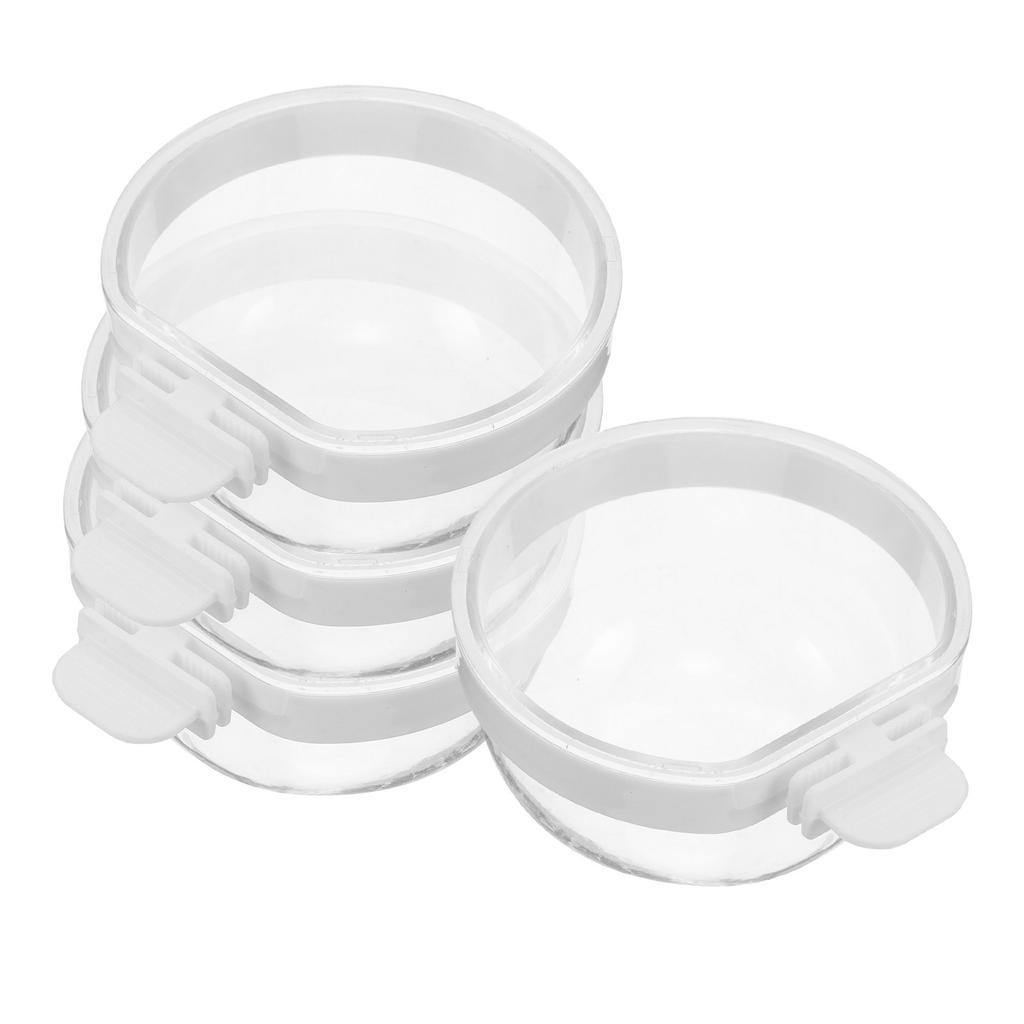 4Pcs Bird Cage Water Bowl for Parrots Transparent Hanging Detachable Spill-Proof Feeding Cup Space Saving Hygienic Design Small