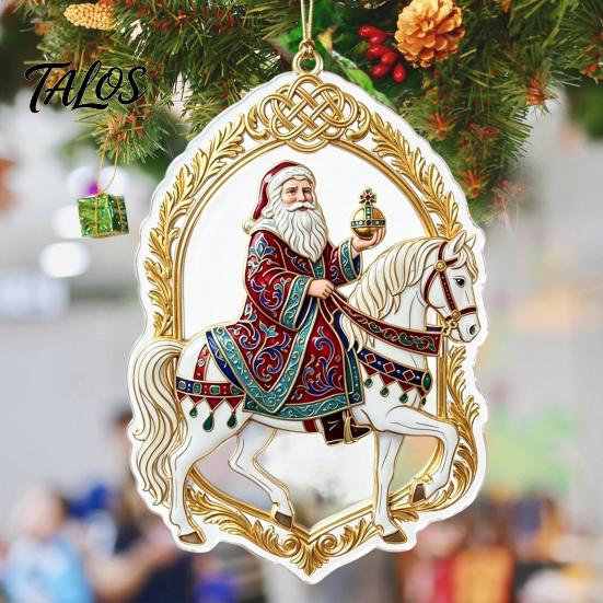 Holiday Hanging Decorations Santa Riding Horse Christmas Ornament, Acrylic Pendant with String, Festive Party Supplies Tree Decor for Living