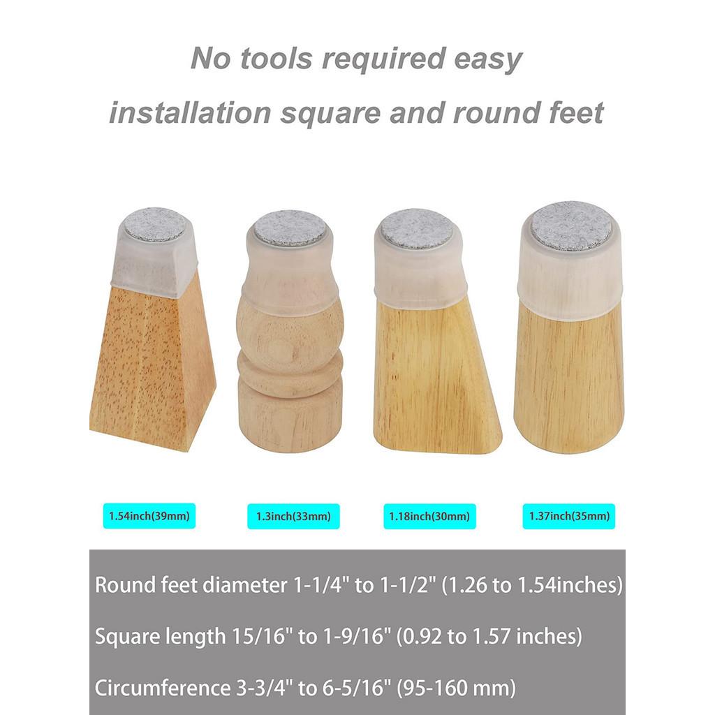 16 bucăți silicon anti-alunecare + suport rotund pentru picioare din pâslă, protecție pentru podea, covoraș pentru mobilă, masă și scaun pentru picioare