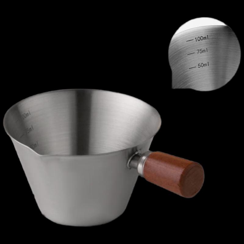 Stainless Steel Espresso Dosing Cup with Wooden Handle