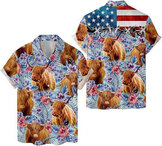 Summer new Hawaiian shirt men's fashion digital printing short sleeve source factory one piece hair