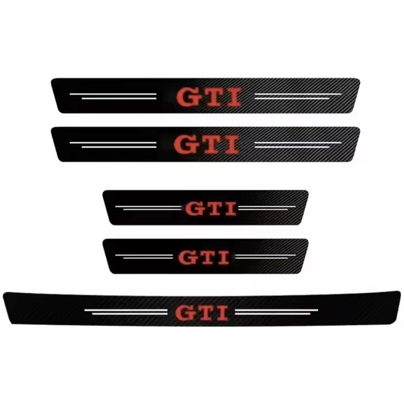 Auto Door Sill Carbon Fiber Car Sticker Protector Strip Waterproof Protect Film For VW GTI Polo Golf GTI Passat Tiguan Hub Cap