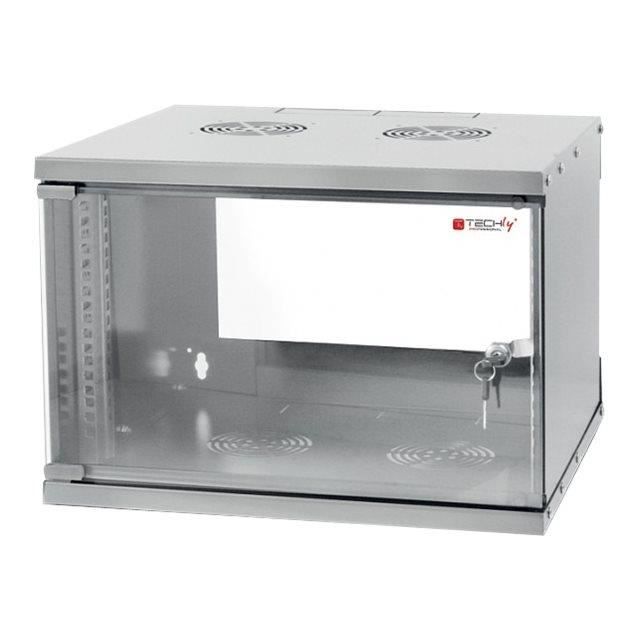 Armario - techly - Armario - Montable en pared - RAL 7035 - 6U - 19 pulgadas