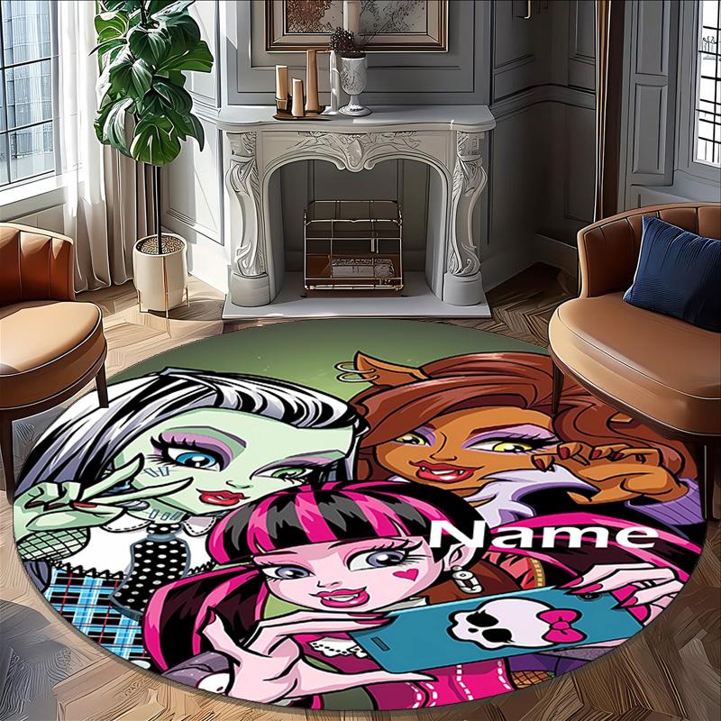Customizable Monster High Draculaura2 Round Non-Slip Carpet - Ideal for Garden, Picnic, Office, Perfect for Decoration, Suitable For All Seasons
