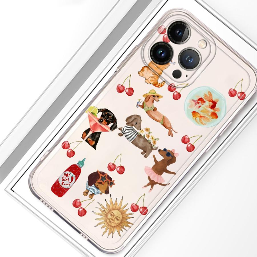 

Cartoon Cat And Dog Soft Phone Cover Case for iPhone 17 Pro Max 11 14 Plus Air XR 12 Mini 7 8 13 Pro 16 XS Max 15 iPhone 16 Pro
