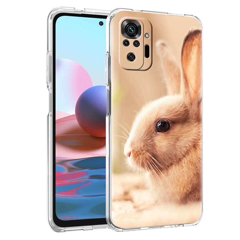 Cute White Baby Rabbits Phone Case For Xiaomi Redmi Note 14 13 12 5G 9S 9 10 11 Pro Plus 4G 9T 14C 13C 12C 10C 9C 9A Clear Cover