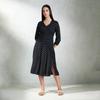 Virgio Damen Midilanges Blousonärmel Regular Fit V-Ausschnitt Kleid