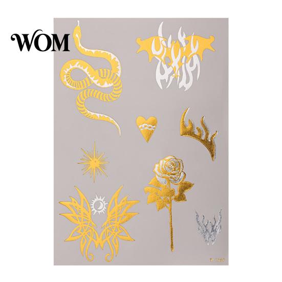 Decorative Body Art Decals Golden Silver-color Metallic Tattoo Sticker for Women Girls, Temporary Hypoallergenic Stickers Face Arm Decoration,