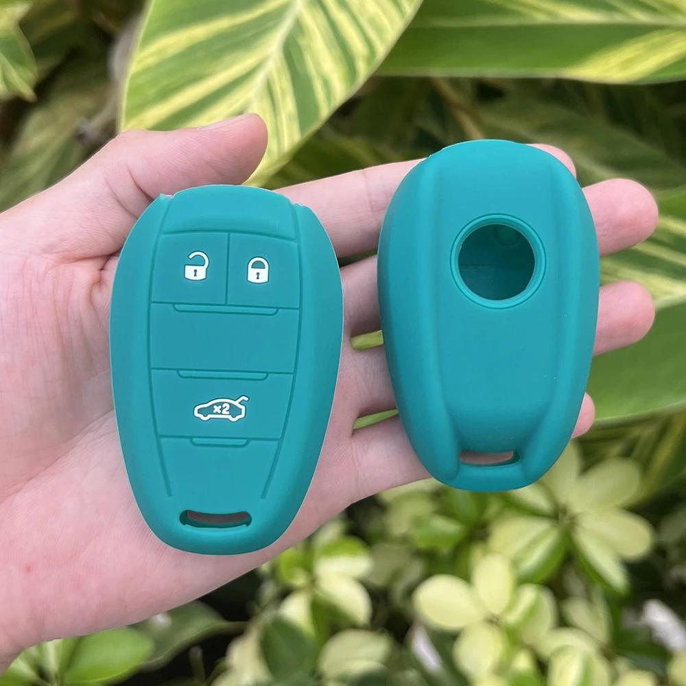 

ZAD Silicone Rubber Case Key Case Cover Shell Set HolderFor Alfa Romeo 159 2018 2017 Giulia Stelvio 3 Button Key Protector Fob темно-зеленого