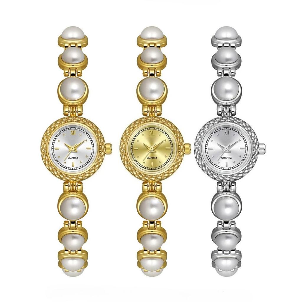 Women Fragrance Medieval Pearl Bracelet Watch Waterproof Quartz Wristwatch