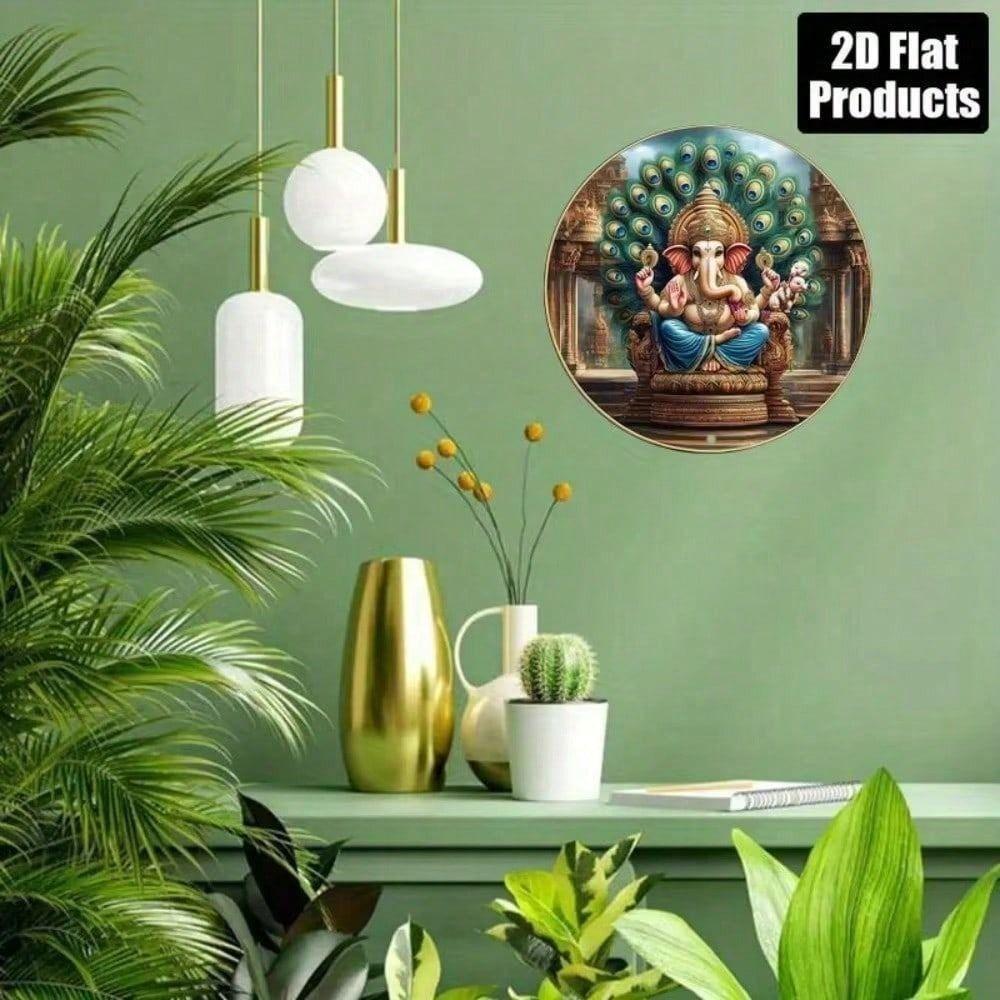 Metal Wall Art Ganesh 8x8 Inch Aluminum Poster for Living Room