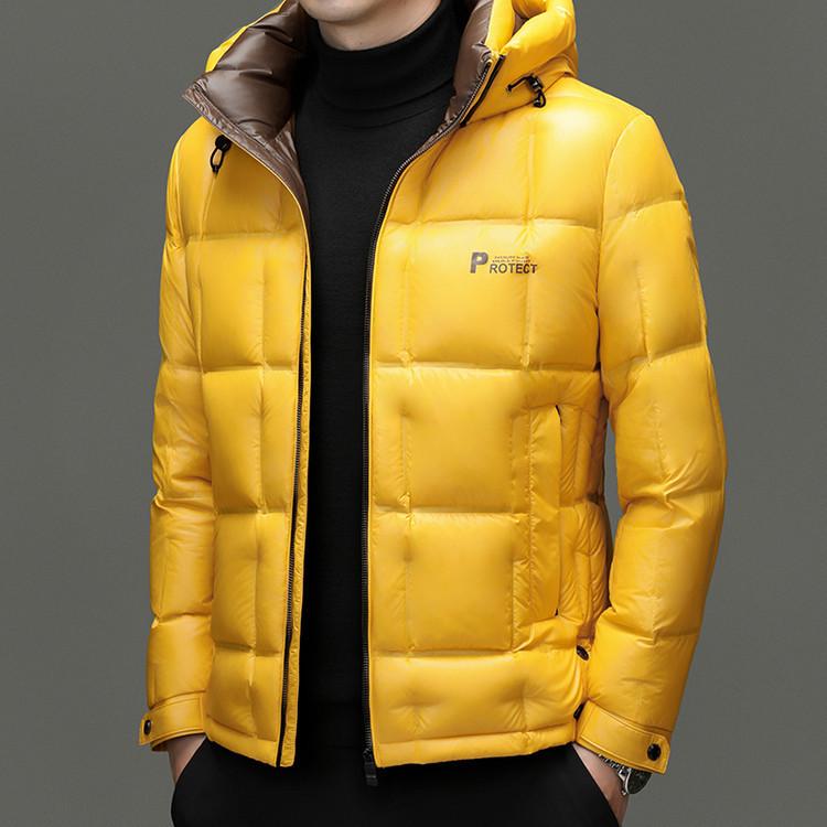Men's Hooded White Duck Down Jacket - 2025 Winter Business Casual Outerwear.
