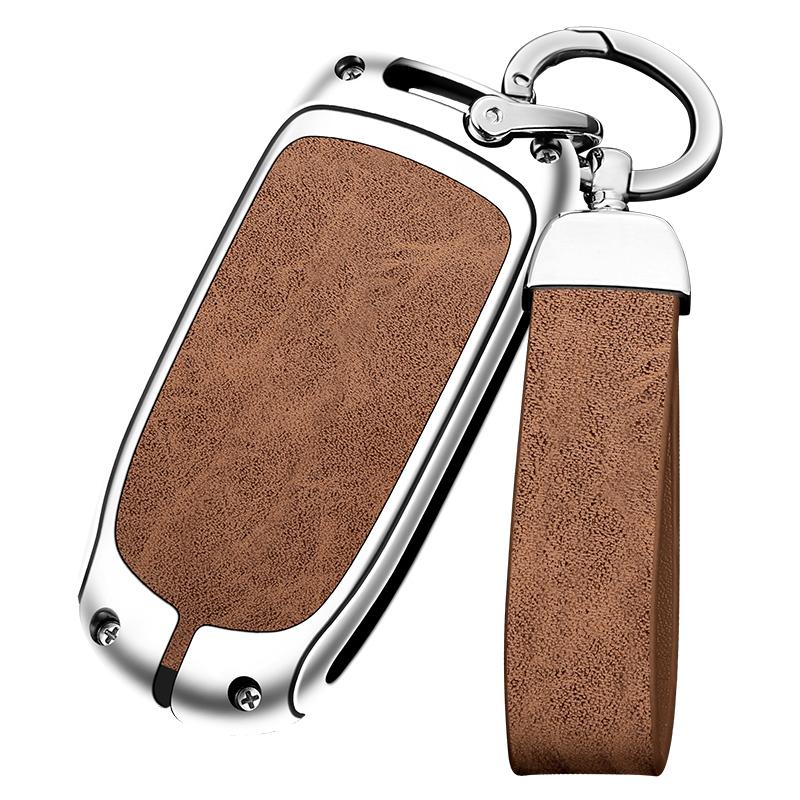 Metal Leather Car Key Cover Keychain for Jeep Renegade Compass Grand Cherokee for Chrysler 300C Wrangler Dodge Accessories