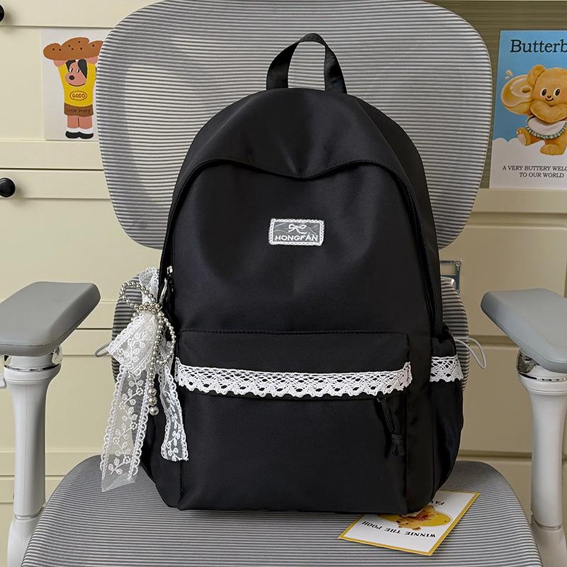 Schoolbag Korean Ins Niche Gentle Lace Junior High School Backpack Large Capacity Secondary School Bag Female Backpack