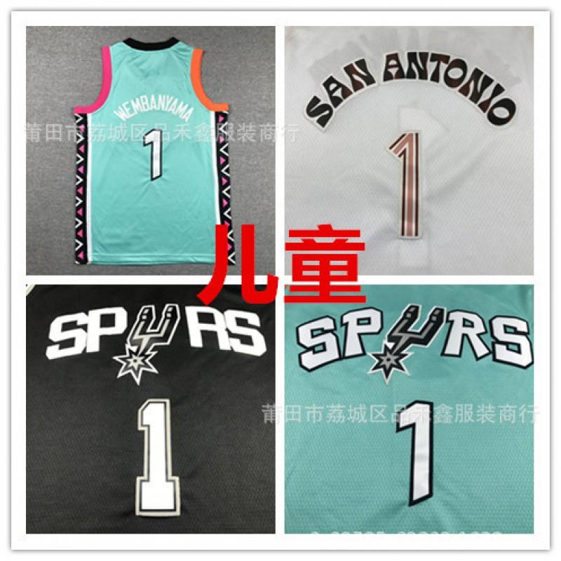 Mens Womens Basketball Jersey Green White Black Embroidered NBA San Antonio Spurs Wembanyama 1 Youth Adult Size