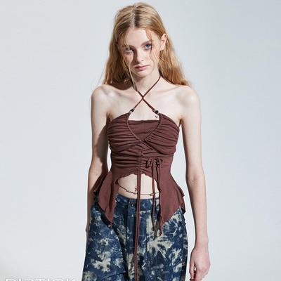 Sexy Halter Aushöhlen Bodycon T-shirts Leibchen Frauen Sommer Off Schulter Backless Tank Tops Einfarbig Y2K Mädchen Mode T-shirt