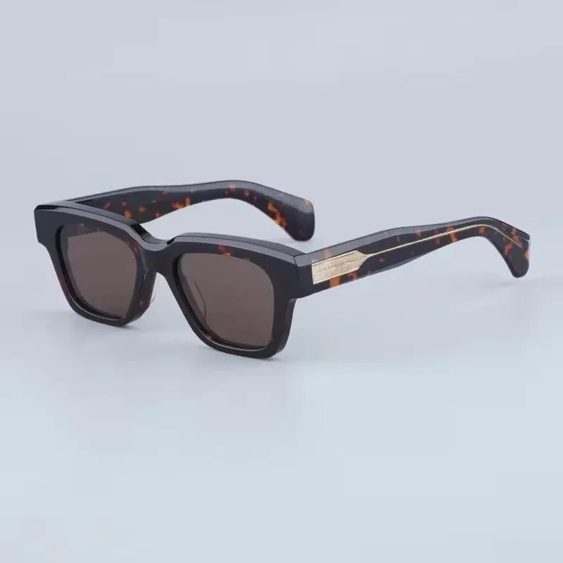 JMM Fellini Quadratische Sonnenbrille Handgefertigt in Japan Importiertes Acetat Klassisches Acetat Schwarzer Optischer Rahmen mit Metall an den Bügeln