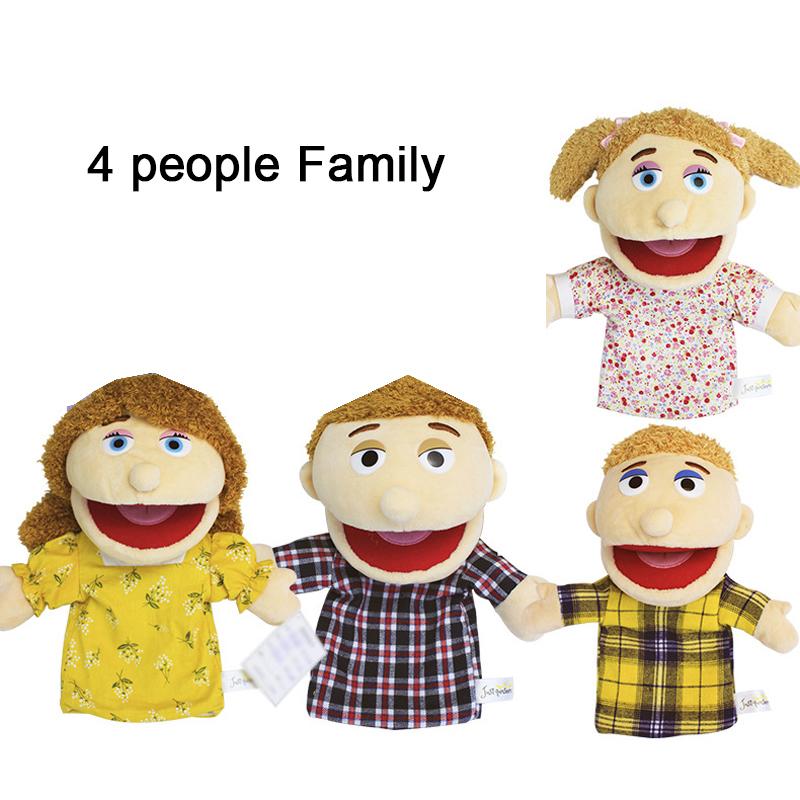1/6 pièces Marionnette Familiale Marionnette à Main Demi-Corps Peluche Gant Grand-Père Grand-Mère Père Mère Membre Enfants Fille Parlante Cadeau d'Anniversaire