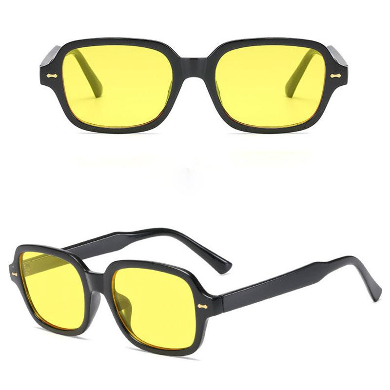 

Классические маленькие прямоугольные очки с желтыми линзами для мужчин и женщин, модные, модные, с прозрачными линзами чёрный/жёлтый