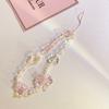 Rosa Schmetterlingsblumen-Handy-Trageband Kette Knoten Handy-Lanyard Schlüsselanhänger Anhänger Für Hülle
