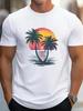 Mens Tropical Sunset Palm Tree Printed Shortsleeved Tshirt Breathable Casual Streetwear Suitable for Outdoor Activities