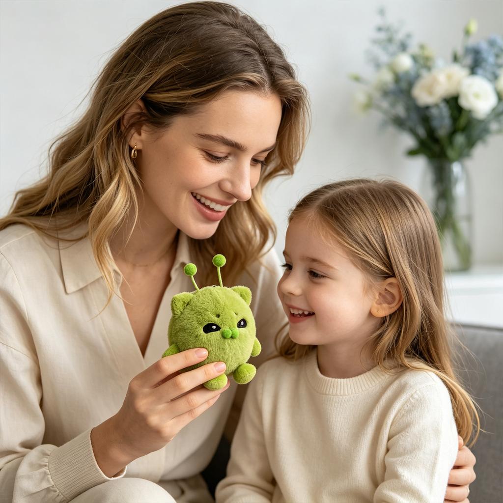 Plush Alien Cat Stuffed Toy Soft Plush Doll with Antenna and Round Shape Suitable for Collectors and Gift Giving 15cm Size