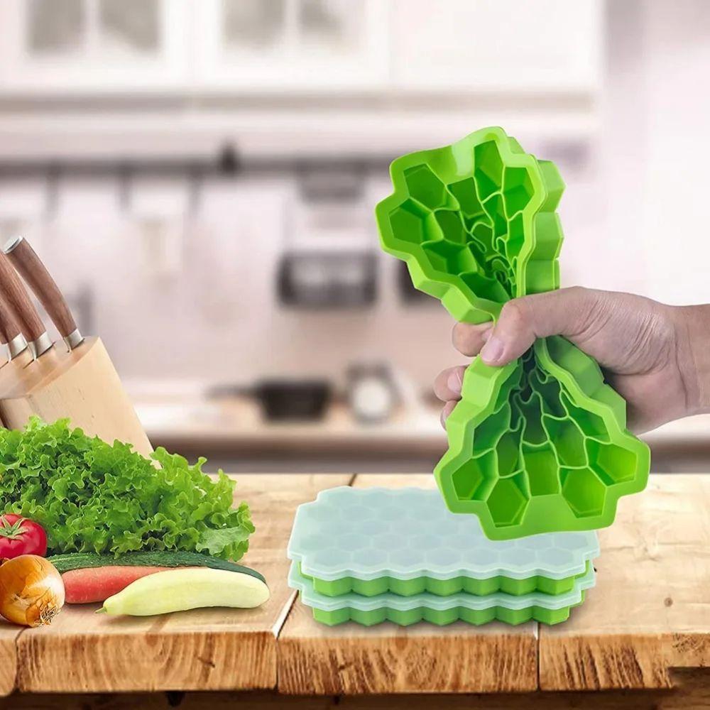 1PC 37Grid  Ice Tray Mold Food Grade Soft Silicone Ice Cube With Cover Honeycomb Washable And Reusable DIY Ice Maker Home Kitchen Tools
