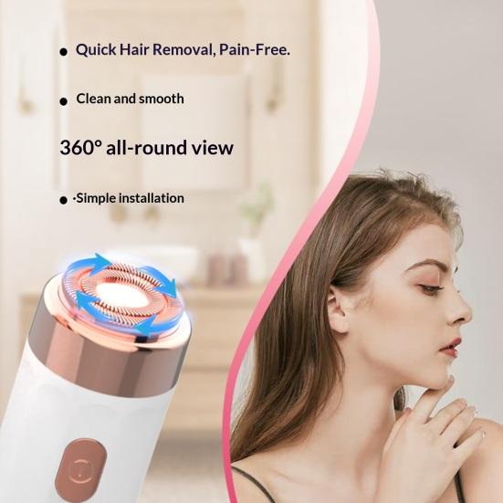 2-In-1 Electric Eyebrow Trimmer Multi-functional Painless Facial Hair Epilator Waterproof Cordless Women Brow Hair Shaver Remover