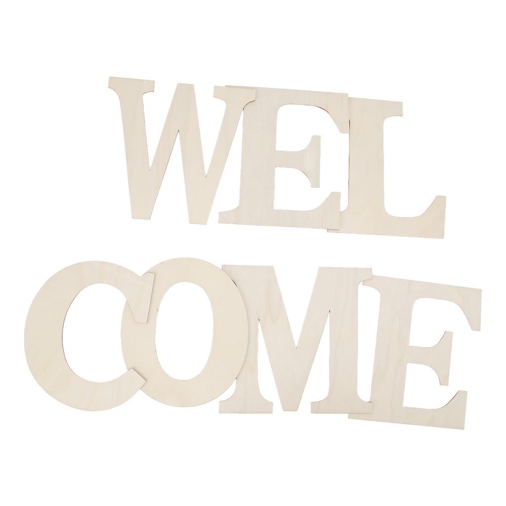 7PCS Welcome Sign Plywood 2mm Thickness Unpainted Welcome Decorative Letters for Wedding Party