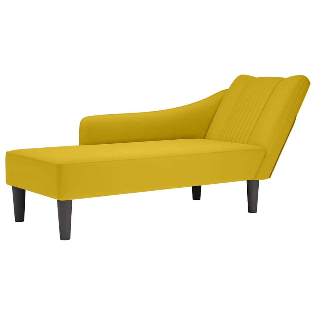 Vidaxl Chaise Longue With Right Armrest, Yellow , Velvety