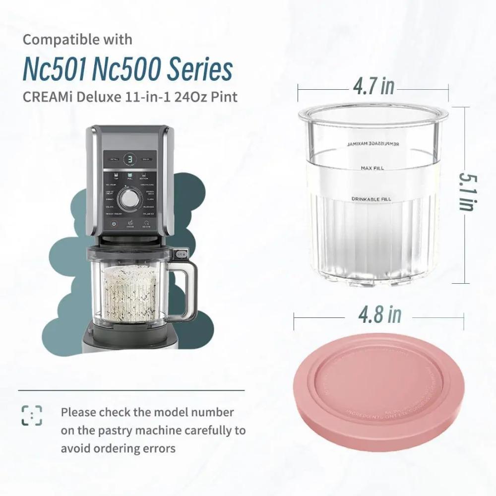 Behälter-Ersatz für Ninja Creami Deluxe Pints Deckel Cremige Eisbehälter Becher-Set Familiengröße Kompatibel