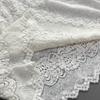 Off-white Lace Long Sleeve Women's Round Neck Crochet Loose Top