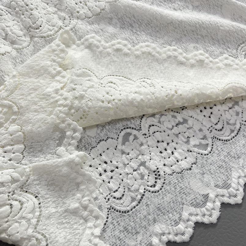 Off-white Lace Long Sleeve Women's Round Neck Crochet Loose Top