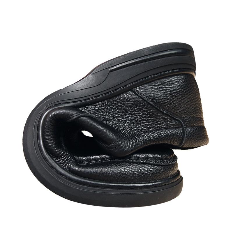 The First Layer of Cowhide Men's Shoes Doudou Shoes, New Autumn Soft-soled Non-slip Casual Shoes, Men's Middle-aged and Elderly Leather Shoes, Men's