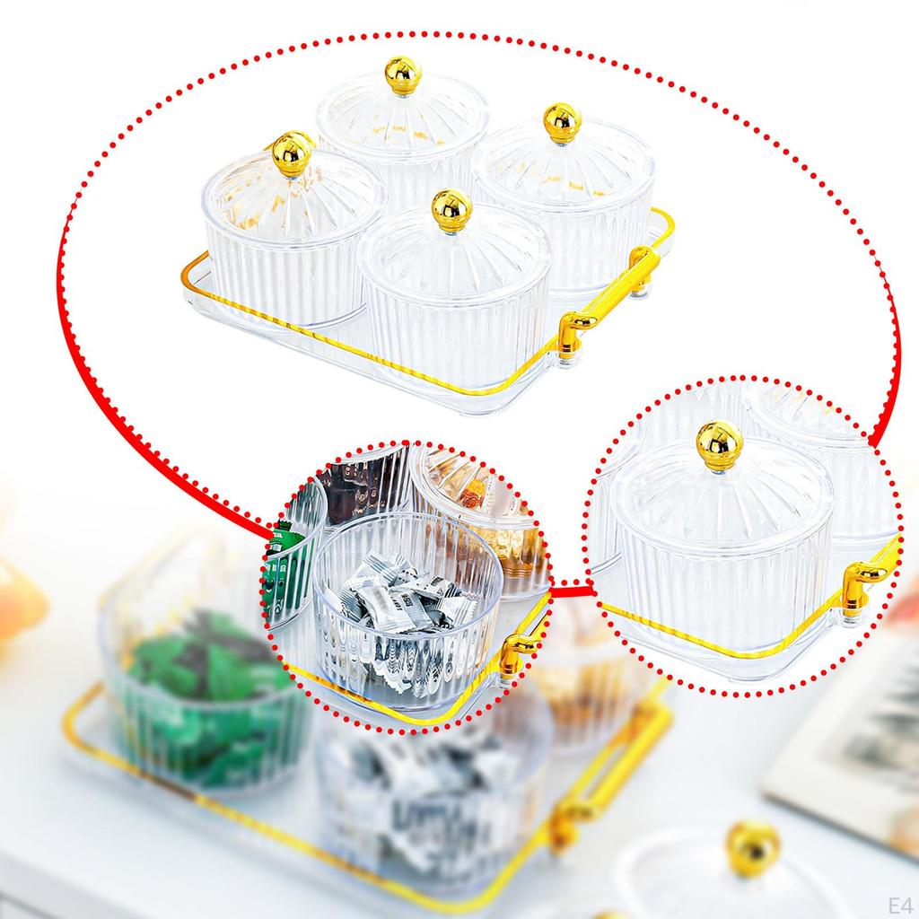 Dried Fruit Snack Serving Tray Dish with Lid Snacks Divided Kitchen Storage Jar