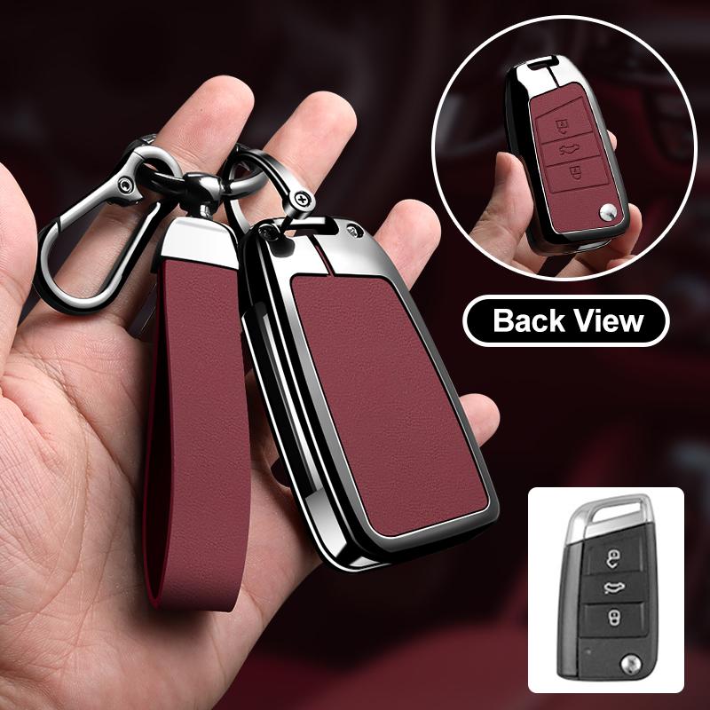 Zinc Alloy Car Key Case Protector Cover For Vw Volkswagen Golf 7 Mk7 Tiguan Mk2 T-Roc T-Cross Shell Holder Accessories