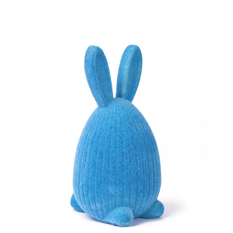 Colorful Flocking Easter Rabbit Resin Ornament Bunny 'Happy Easter Day 2026' Home Desktop Decoration Kids Birthday Gift