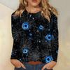 Women's long-sleeved loose-necked Halloween print casual top, suitable for holiday parties