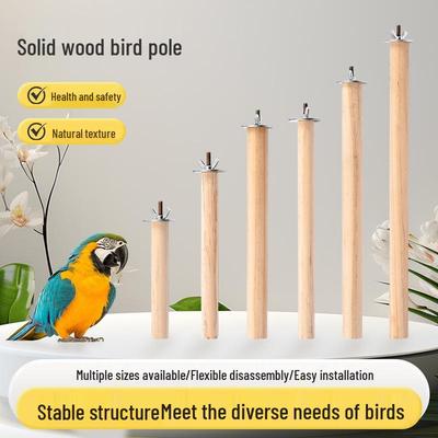 Budgerigar Wooden Bird Cage Perch and Toy Set - Solid Wood Stand, Chew Accessories
